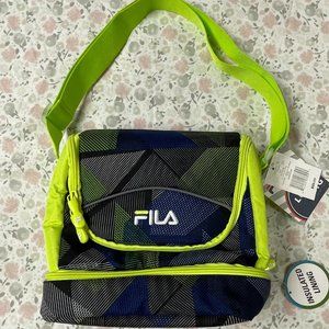 FILA Refuel Lunch Bag - Neon Green Accents - 3 separate zippered sections - NWT